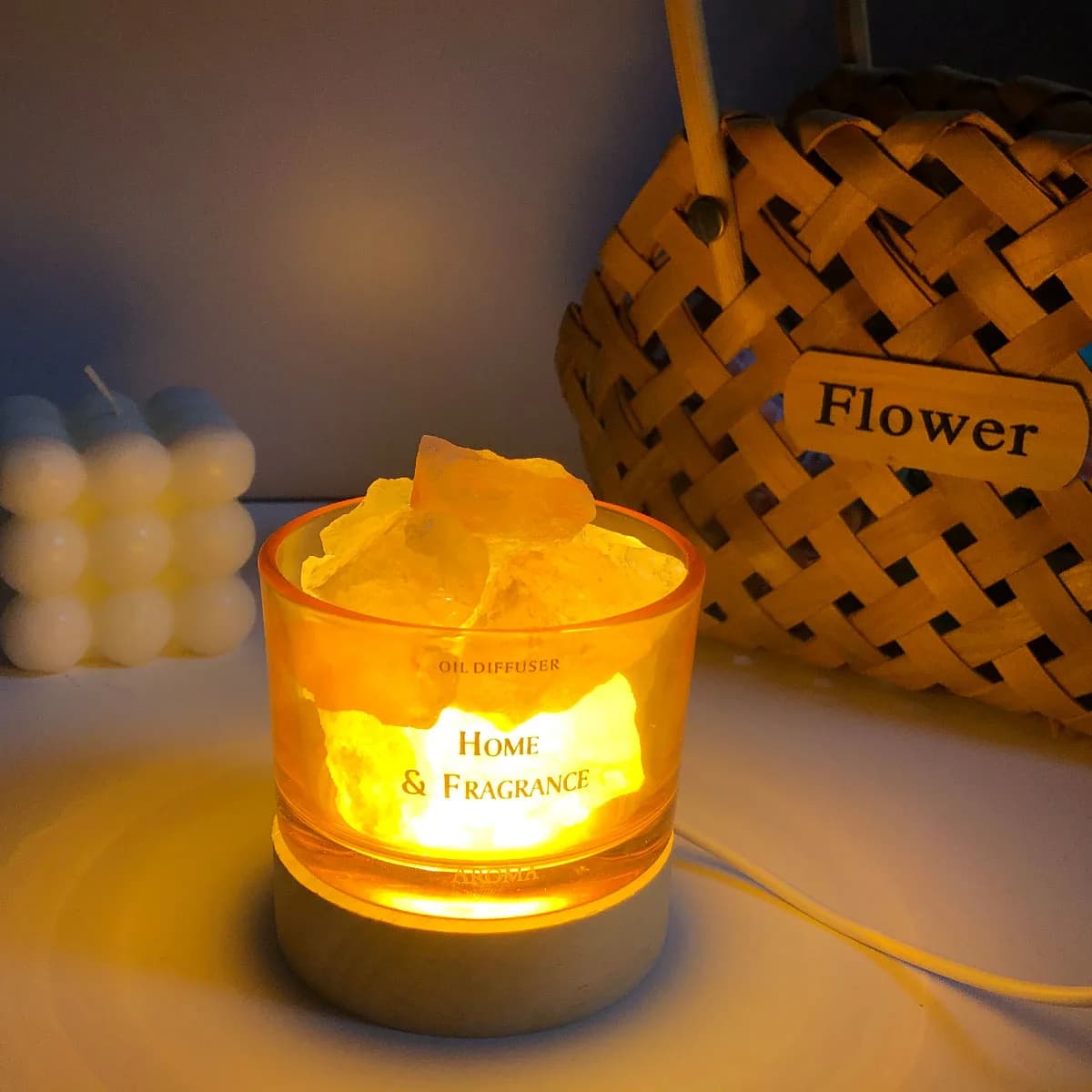 1pc diffusore di pietra fragranza per la casa pietra di cristallo naturale senza olio regalo luminoso in legno per mamma signora decorazione della casa camera da letto Living