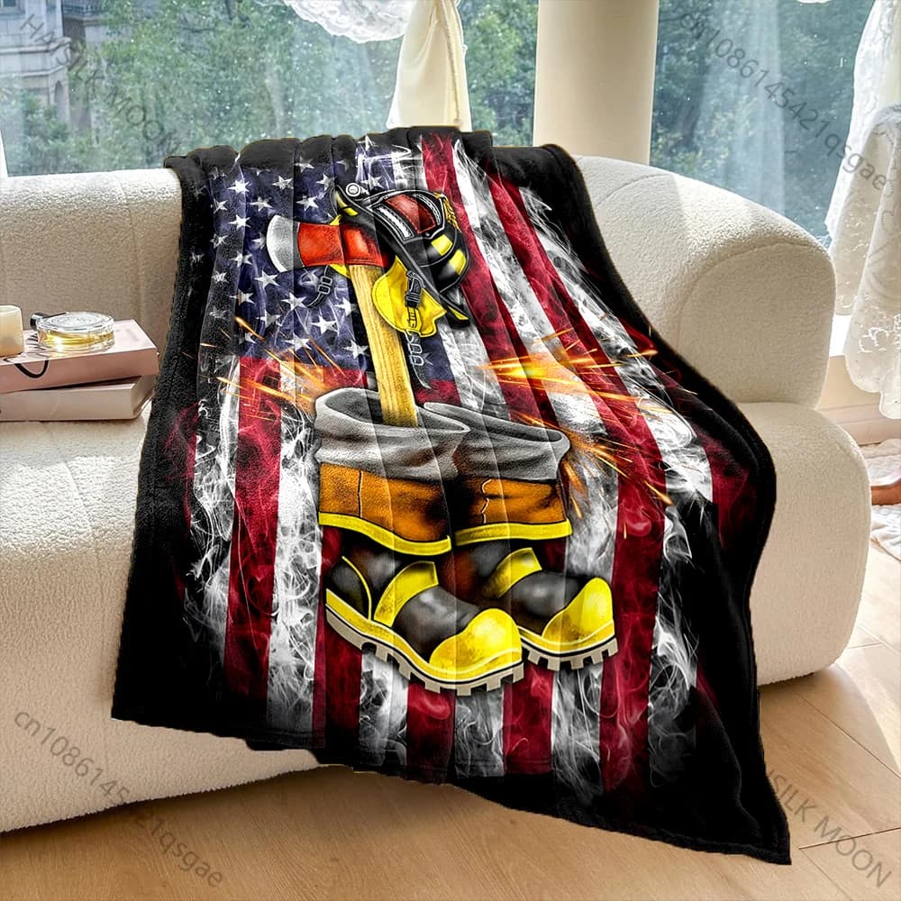 1 paio di stivali da pompiere con stampa bandiera americana, per adulti e bambini, coperte calde per casa, viaggio, auto, morbide, comode, regalo di lusso