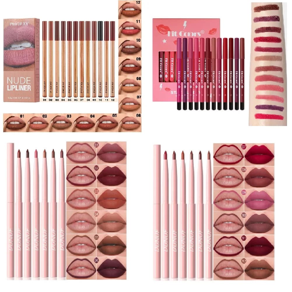 6/12 pcs Long-Lasting Lipstick Set with Professional Lip Liner Pencil and Matte Lip Gloss for Women Valentine's Day Gifts