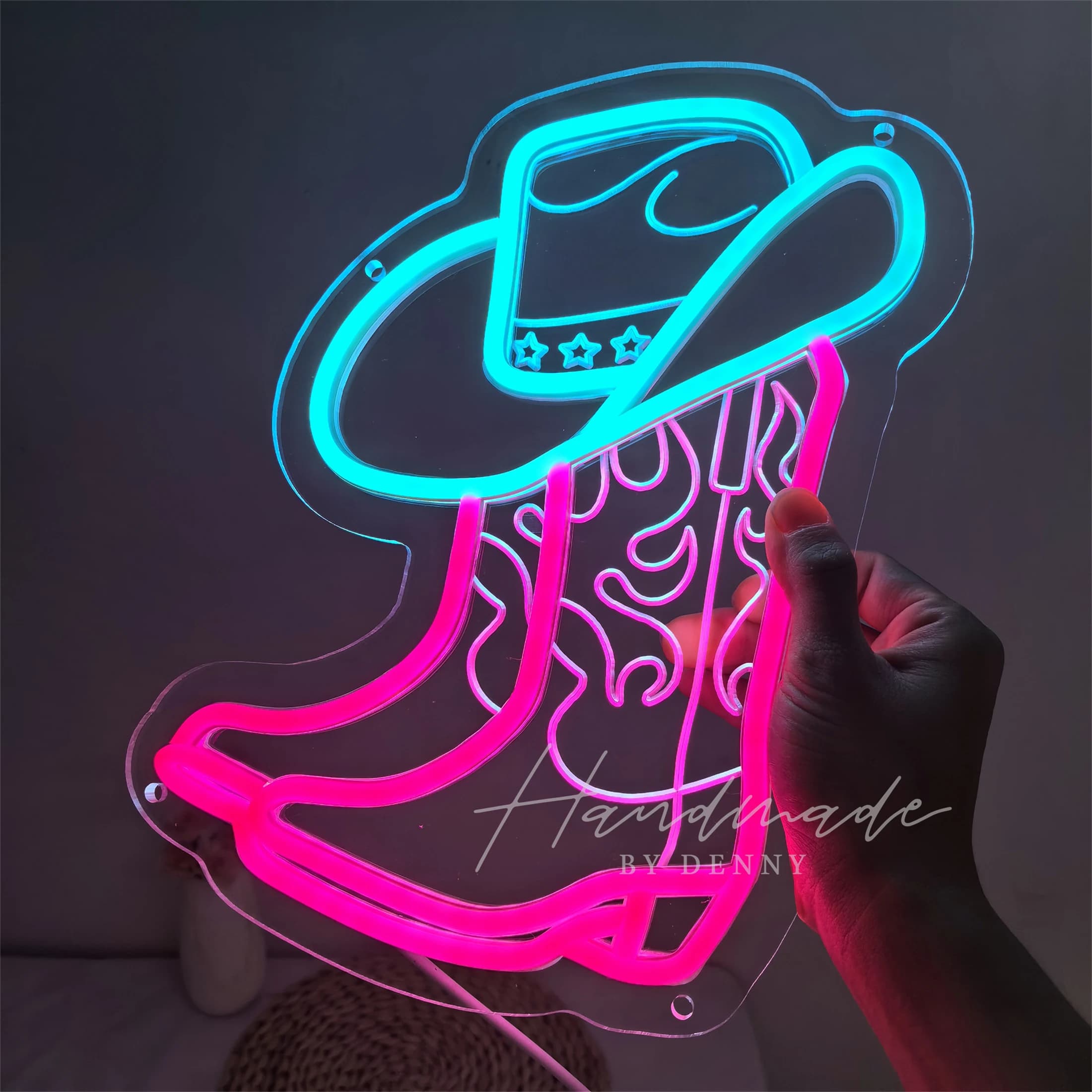 Insegna al neon a forma di stivale da cowboy rosa, insegna al neon a LED, luce perfetta per camera da letto, sala giochi, feste o decorazioni da bar, ottimo regalo per matrimoni
