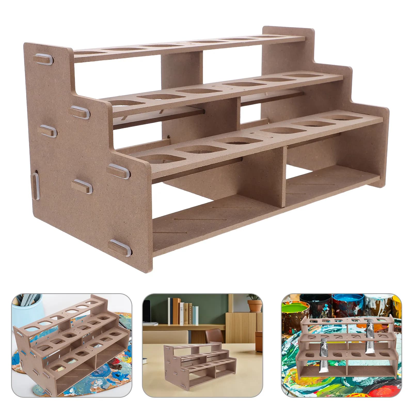 Paint Organizer Rack Multi Layer Desktop Storage for Oil Watercolor Gouache Paint Bottles and Brush Holder Artists Use