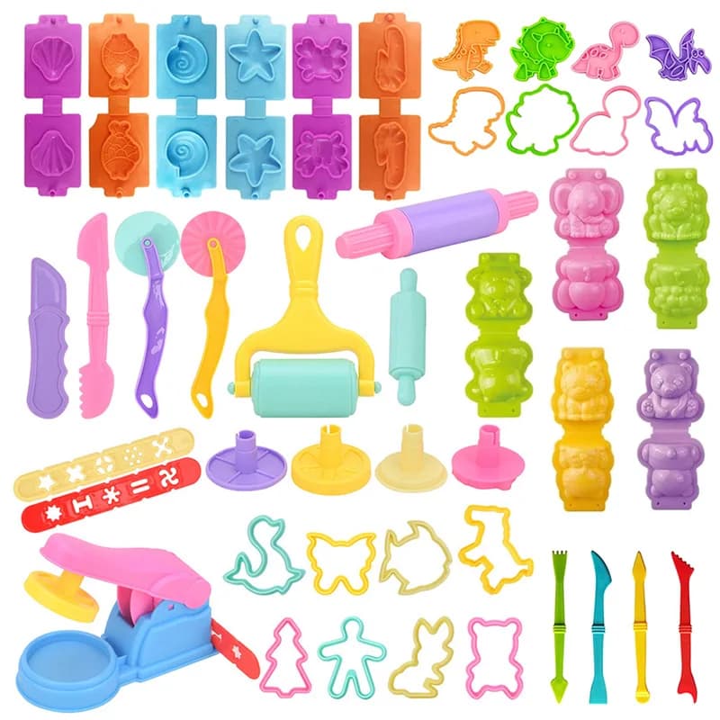 Kit di accessori per modellare l'argilla 3D per bambini, strumenti, rulli, tagliapasta, leone, scimmia, dinosauro, stampi per plastilina, argilla fai da te per bambini