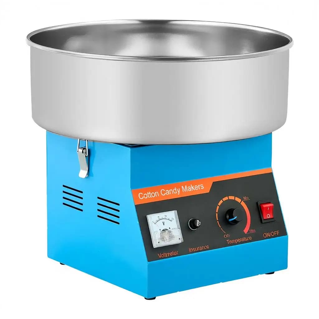 Macchina per Zucchero Filato Commerciale, Elettrica da 1000W, Facile da Usare con Ciotola in Acciaio Inox da 15 Pollici e Paletta per Zucchero
