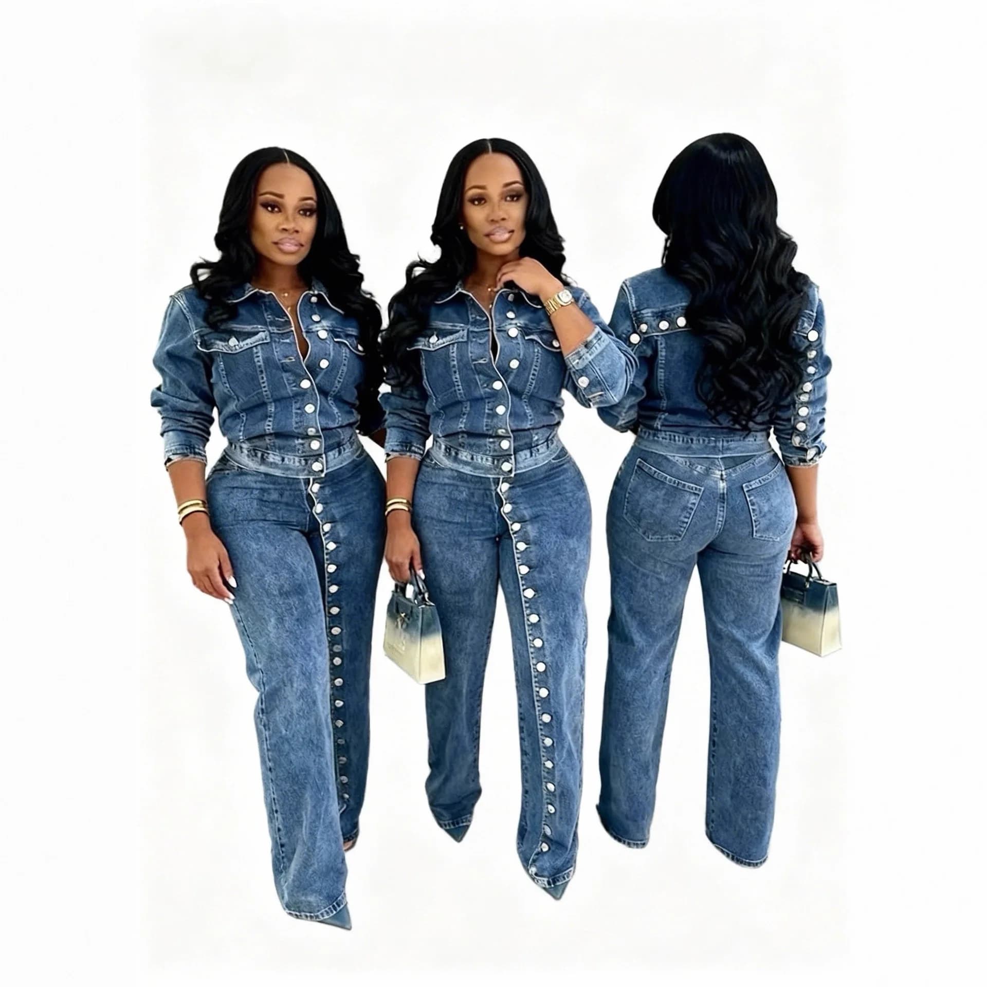 Completo Jeans Donna in Denim 2 Pezzi: Giacca Monopetto e Pantaloni Dritti - Outfit Streetwear Estivo 2026
