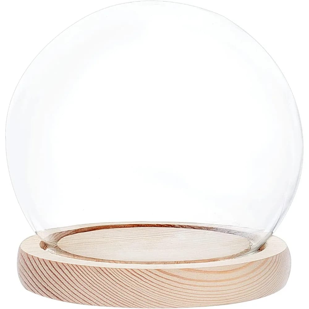 Vetrina espositiva in vetro con Base espositore decorativo cupola custodia in miniatura Snowglobe per luci fiabesche piante corona artigianale di fiori