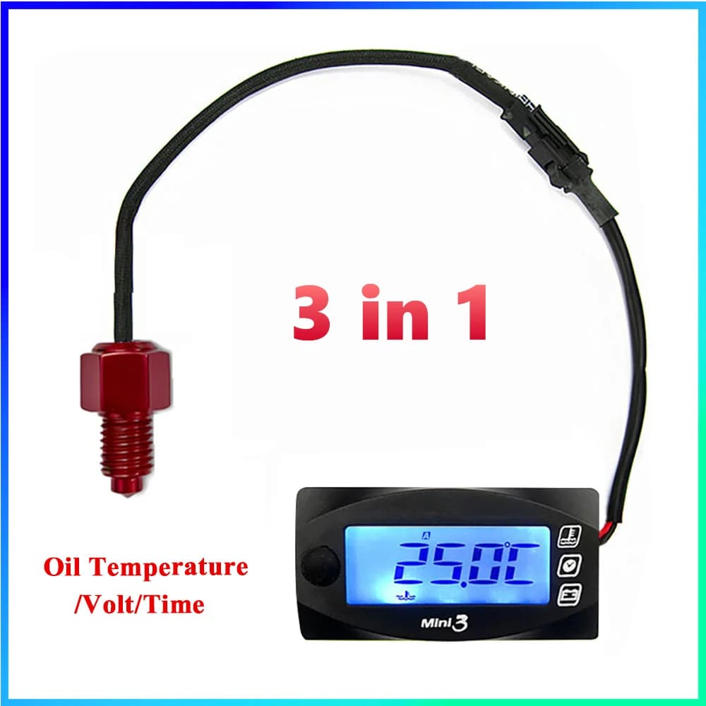 Strumento digitale quadrato Koso Motorcycle mini 3 con indicatore di temperatura dell'olio, orologio e voltmetro per NMAX125, accessori universali, termometro.