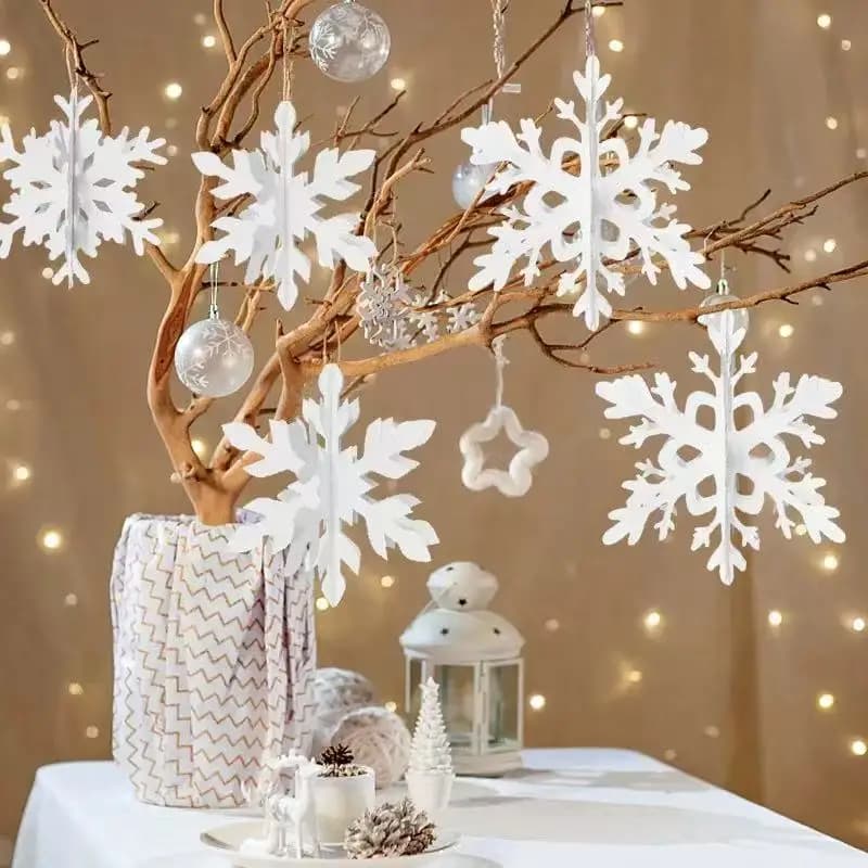 Runtowo 6pcs Christmas 3D Snowflake Ornaments Pendants Paper Snowflake Decorations Suitable for New Year Christmas Decoration