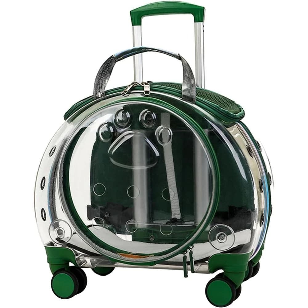 Zaino Trolley Traspirante per Animali Domestici 2025 - Versione Migliorata per Gatti e Cani - Verde
