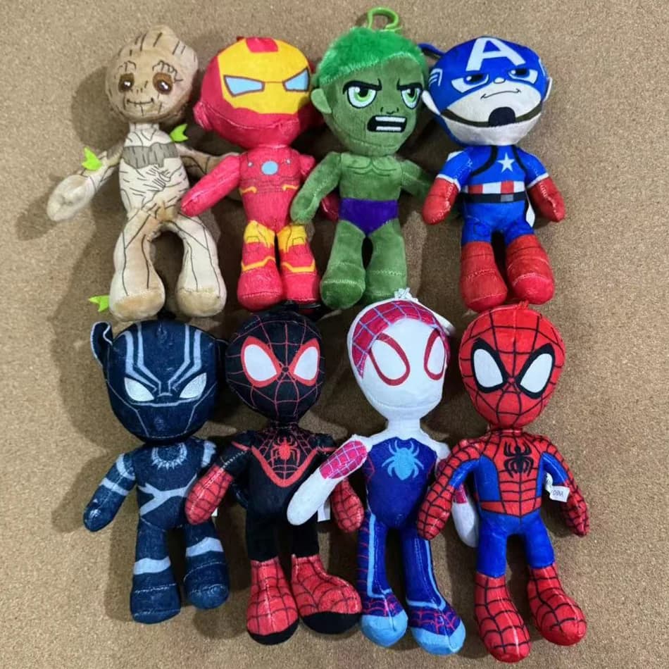 Peluche Anime dei Personaggi Marvel degli Avengers e Spider-Man, Giocattolo Ecologico dei Supereroi, Regalo per Bambini