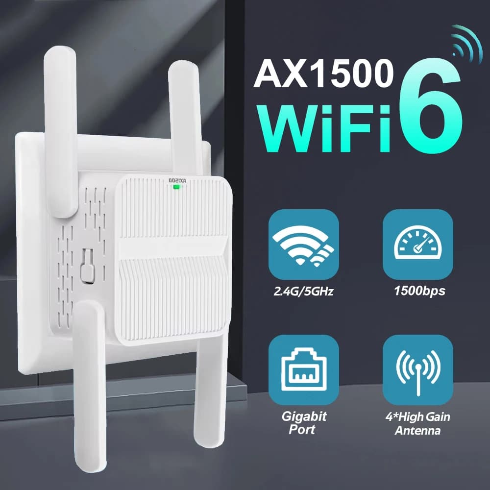 AX1500 WiFi 6 Ripetitore Booster Dual Band 2.4G 5GHz 802.11AX Wireless Wi Fi Extender 4*2dbi Antenna Amplificatore di rete WPS Router