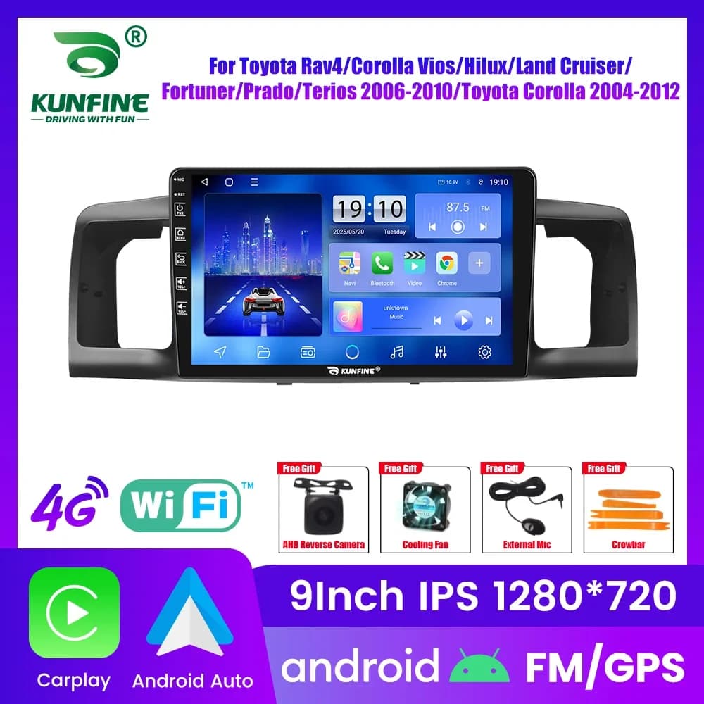 Autoradio Android Per Toyota Rav4 Hilux Vios 2006-10 Corolla 2004-2012 Auto Stereo Lettore di Navigazione GPS Carplay Android Auto BT