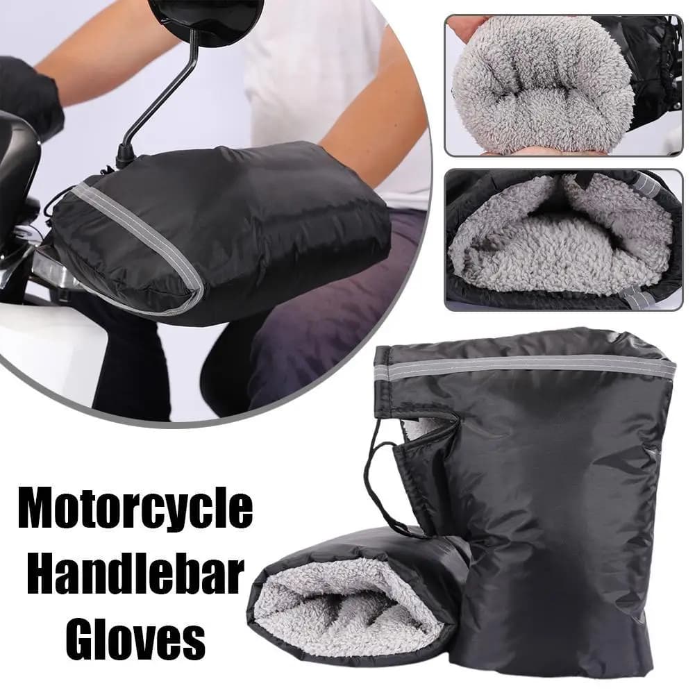 Waterproof Thermal Motorcycle Handlebar Muffs Scooter Hand Guards Thickened Winter Warm Gloves For Motorbike Electric Bike N0K8