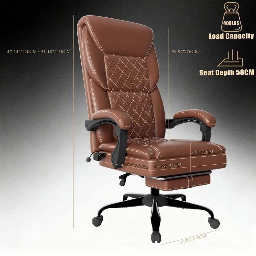 Sedia da Ufficio con Supporto Lombare Gonfiabile, Sedia Ergonomica Comoda e Larga per Computer con Poggiapiedi e Braccioli Morbidi Collegati