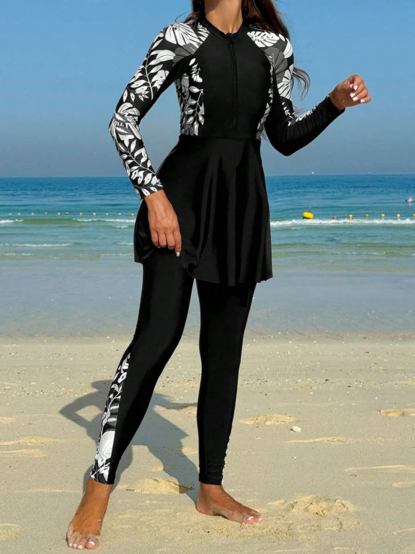 Costume da bagno tankini da donna stile musulmano con gonna e pantaloni lunghi, abbigliamento da spiaggia modesto, costume da bagno a copertura totale, moda estiva