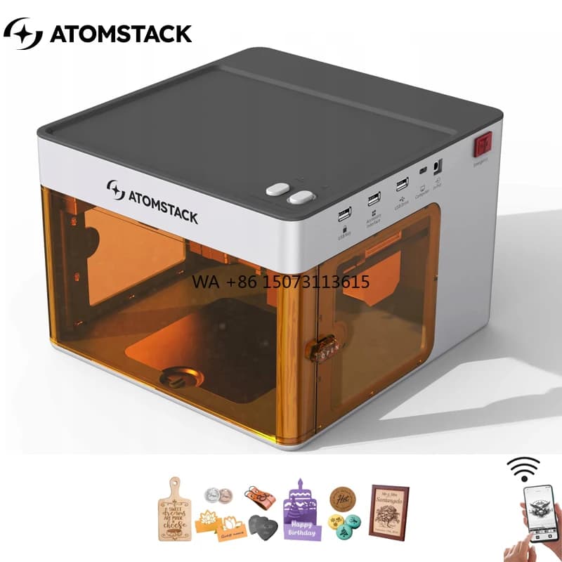 Atomstack P1 5W Mini Portable Laser Cutting Machine Wifi for Dog Labels Paper Leather Wood Stone Logo Laser Engraving Machine