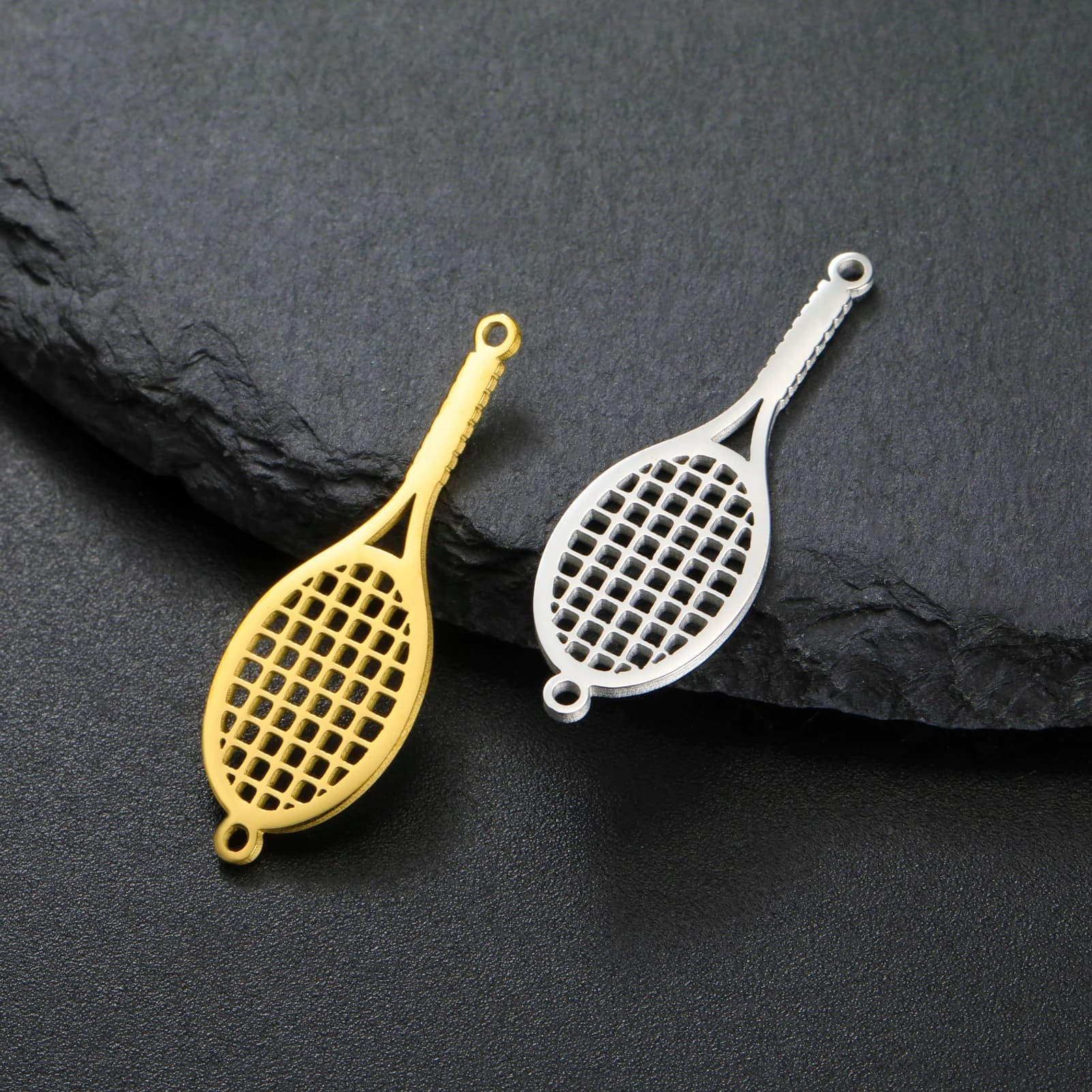 1 pz racchetta da Tennis ciondolo accessorio per gioielli che fanno ciondoli sportivi in acciaio inox collana fai da te regalo per amante dello Sport Unisex