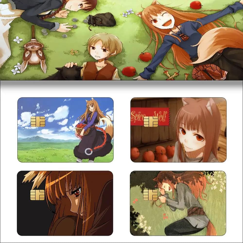 Anime Spice And Wolf 1 Set Of 4 Pcs Credit Card Skin Stickers For VISA Bank Card Waterproof Sticker Anti-scratch Women Gift