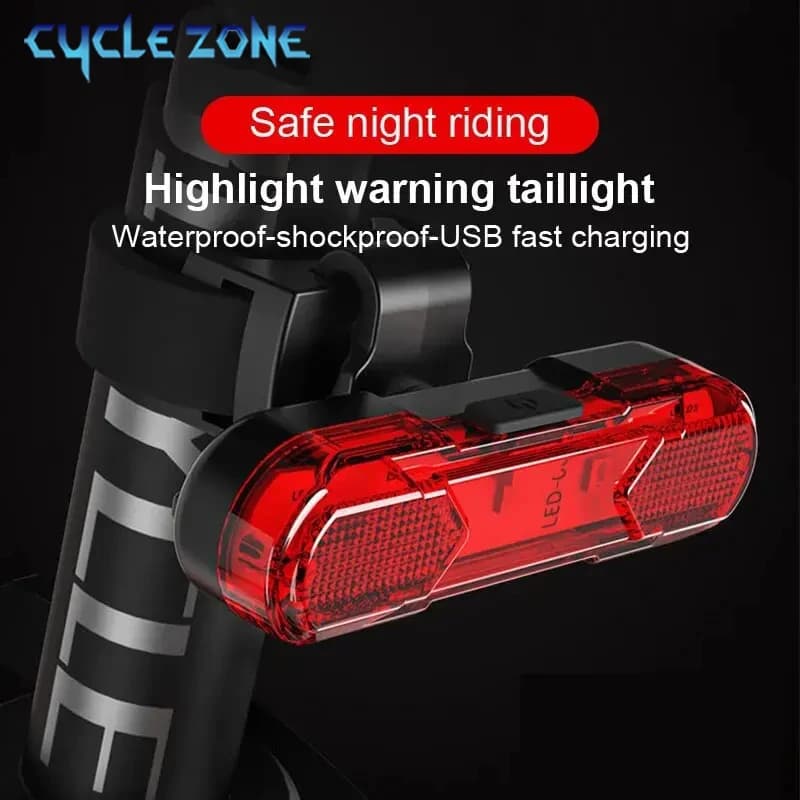 Bicycle Tail Light Bike Rear Light USB Rechargeable Waterproof Night Riding Safety Warning Taillight MTB Cycling Accessories