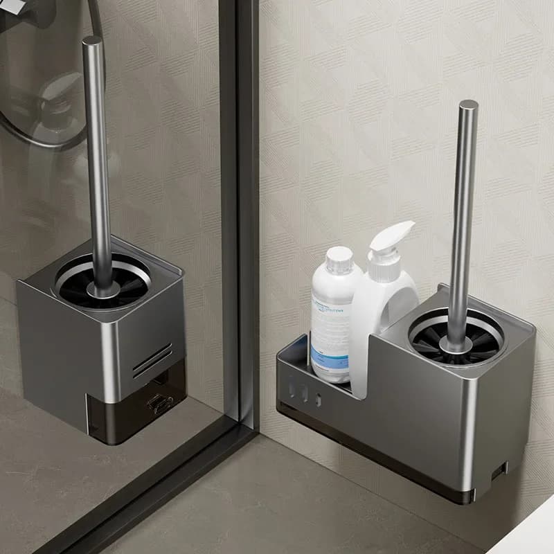 Toilet brush storage rack no punching no dead corners with bottom seat wall mounted for household use cleaning Toilet brush
