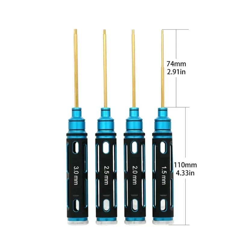 Set di 4 Cacciaviti Esagonali RC con Placcatura in Titanio, Misure 1.5 2.0 2.5 3.0mm, Utensili per Droni RC, Elicotteri e Auto