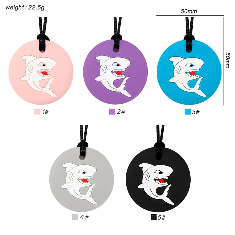 1pcs New Shark Silicone Necklace Pendant Boys and girls Adjustable Cartoon Chain Necklaces Jewelry Gifts Accessories
