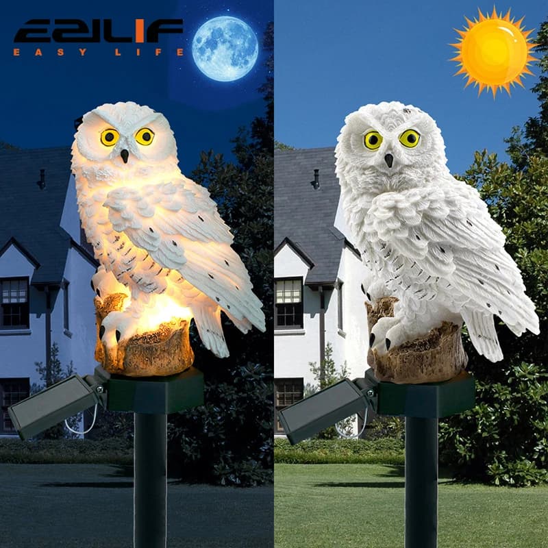Luce solare gufo animale scultura solare cortile luce solare LED decorazione giardino esterno luce impermeabile