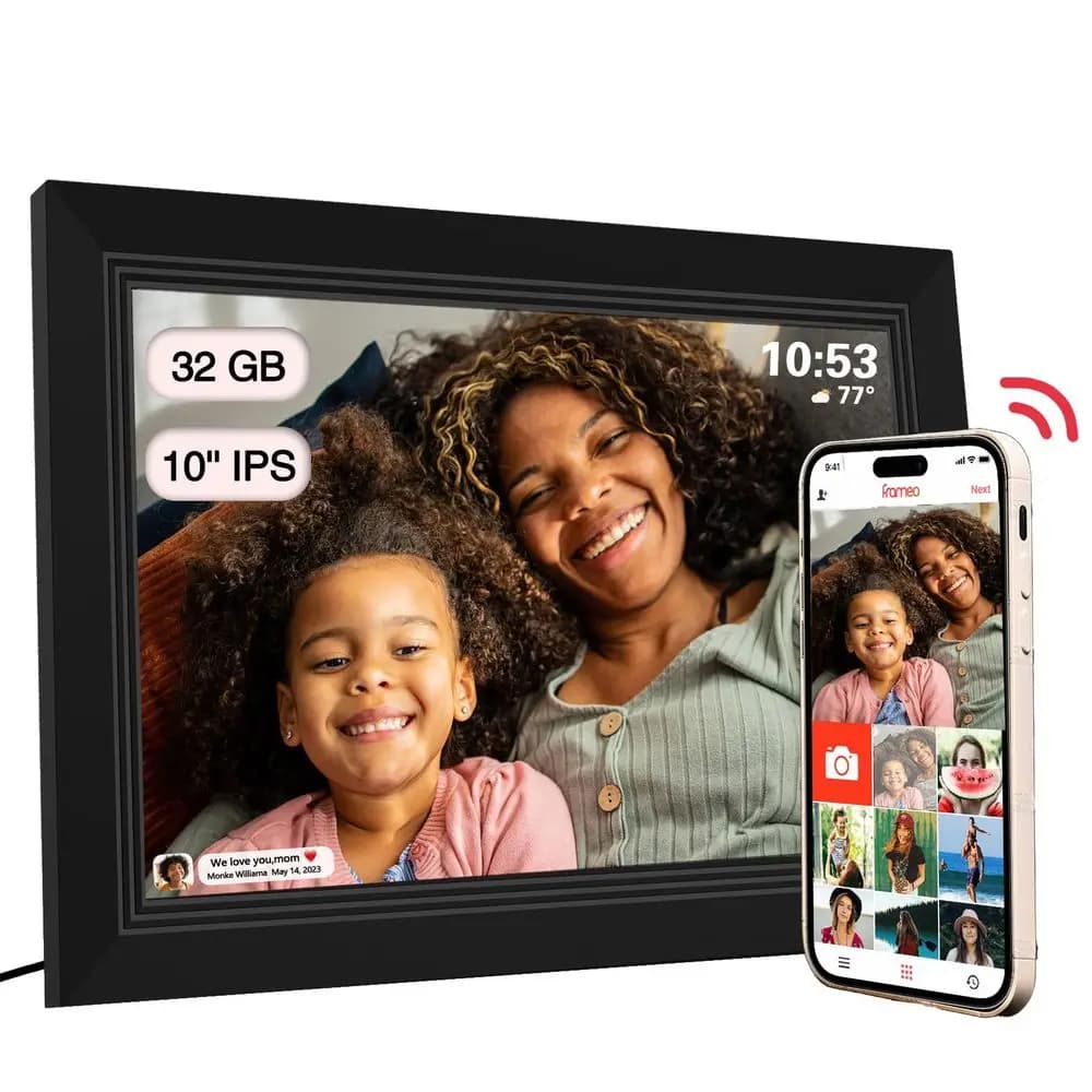 Cornice Digitale 10.1 Pollici con Schermo Touch IPS 1080 HD, Memoria Integrata da 32GB, Montabile a Parete, Digitale