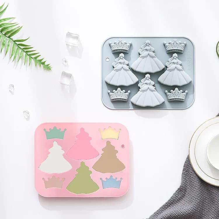 8 fori 3d principessa abito corona stampo in silicone fai da te stampo in resina epossidica cubetto di ghiaccio caramelle cioccolato stampo decorazione torta accessori
