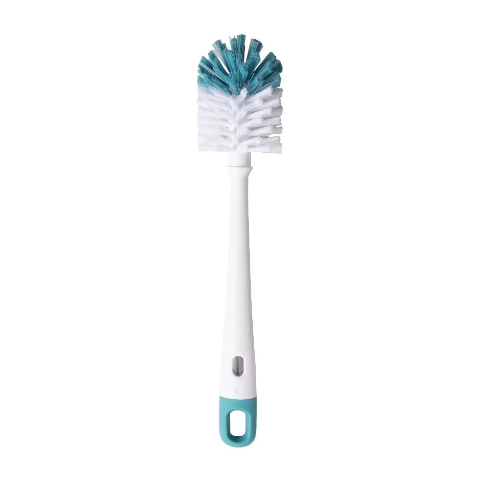 2 Piece Bottle and Straw Cleaning Brush Set with Curved Design for Reusable Water Bottles 12 Inch Long Cool Blue and White Nylon Bristles