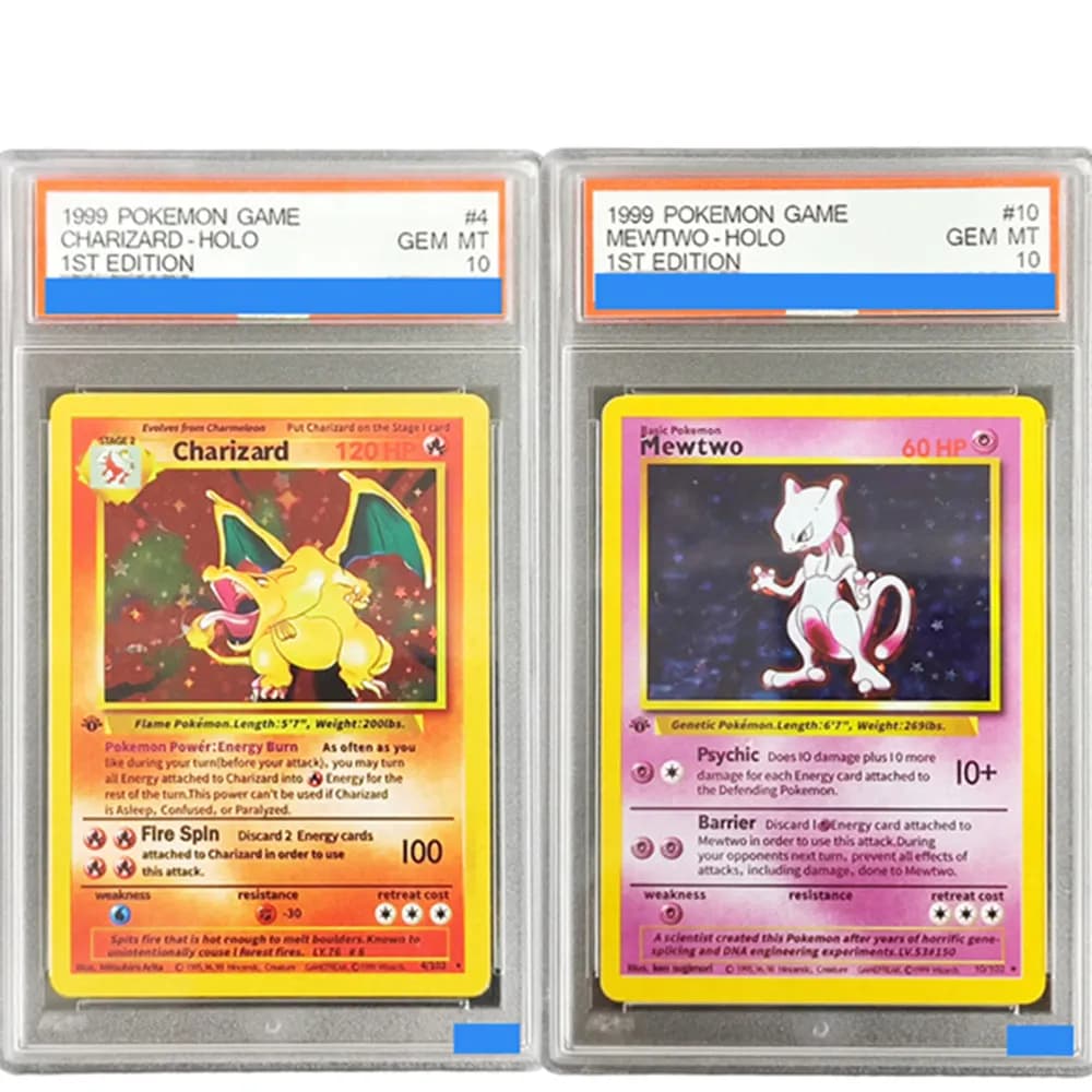 Carta POKEMON fai da te 1999 GIOCO 1a EDIZIONE CARIZARD MEWTWO GYARADOS BLASTOISE HOLO Grado 10 Carta da collezione