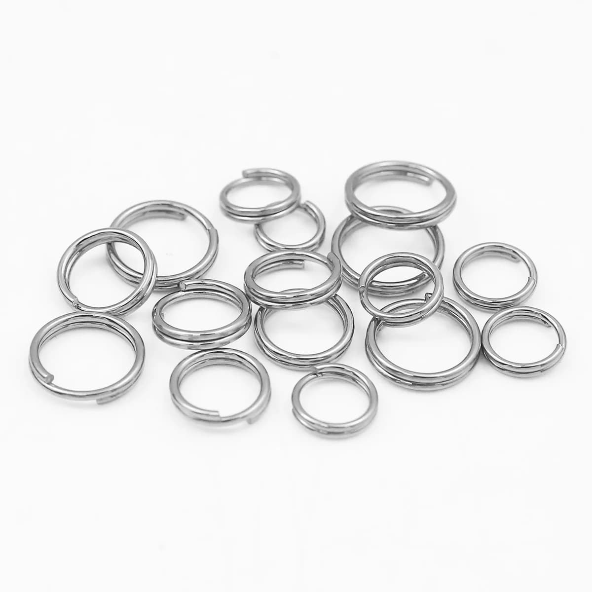 Doppio anello in acciaio inossidabile color acciaio multi-dimensione fatto a mano fai-da-te adatto per la creazione di gioielli collane orecchini orecchini Accesso