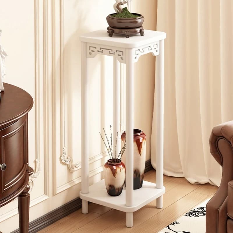 Supporto per Piante in Legno Crema a 2 Livelli, Scaffale Extra Lungo per Fiori, Porta Vasi Rinforzato, Espositore per Interni, Soggiorno, Balcone
