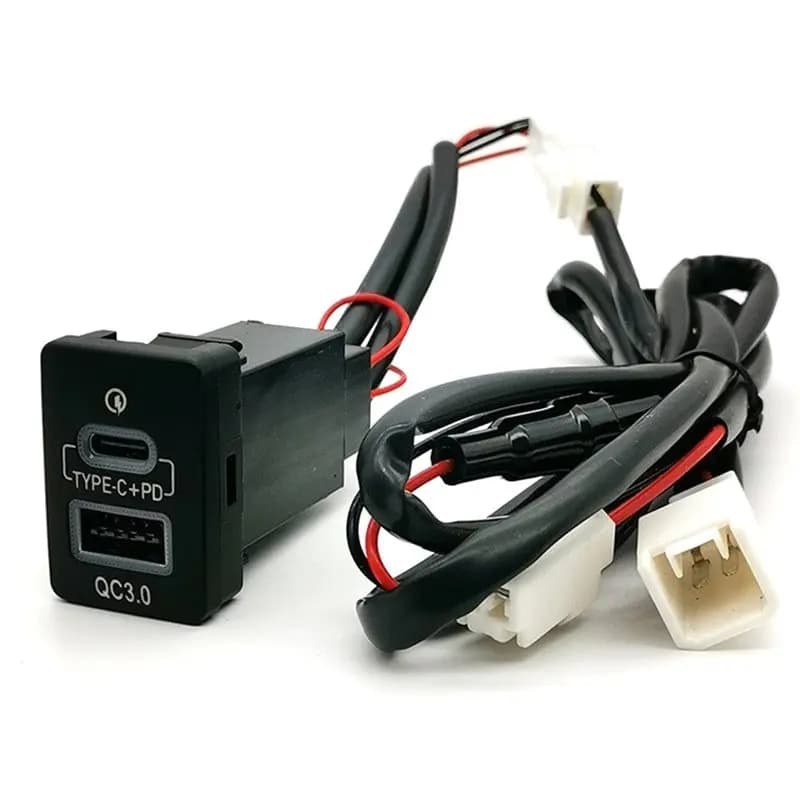 QC3.0 USB TYPE-C PD Blue Light Car Dual Phone Charge Interface Socket Cable Accessories Fit For Toyota-A08Q