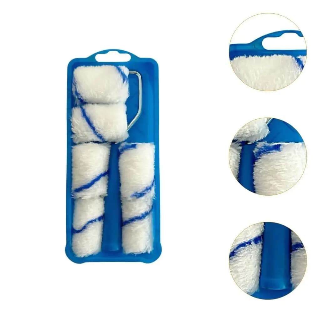 High-Density Fabric Paint Rollers Set Lint-Free 2Inch Paint Roller Tray Smooth Finish Mini Paint Roller Painting Walls