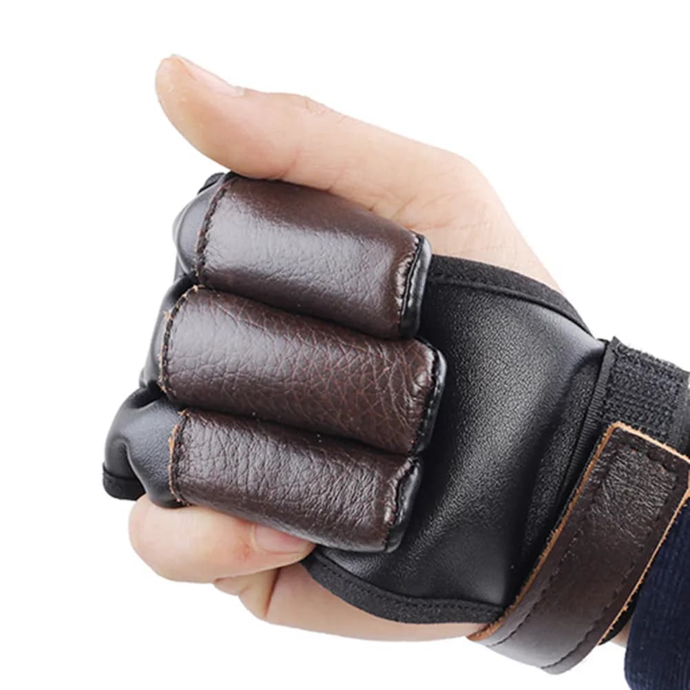 1Pcs Archery Glove Three Finger Design PU Soft Elastic Wear Resistant for Archery Club Gym Protection Gift