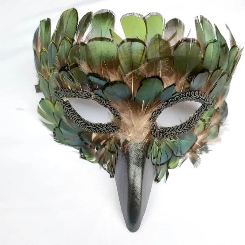 OTS044, Costume cosplay con piume per feste in maschera Mezza faccia Maschera di falco per uomo Donna Carnevale Performance Abito da ballo di Halloween