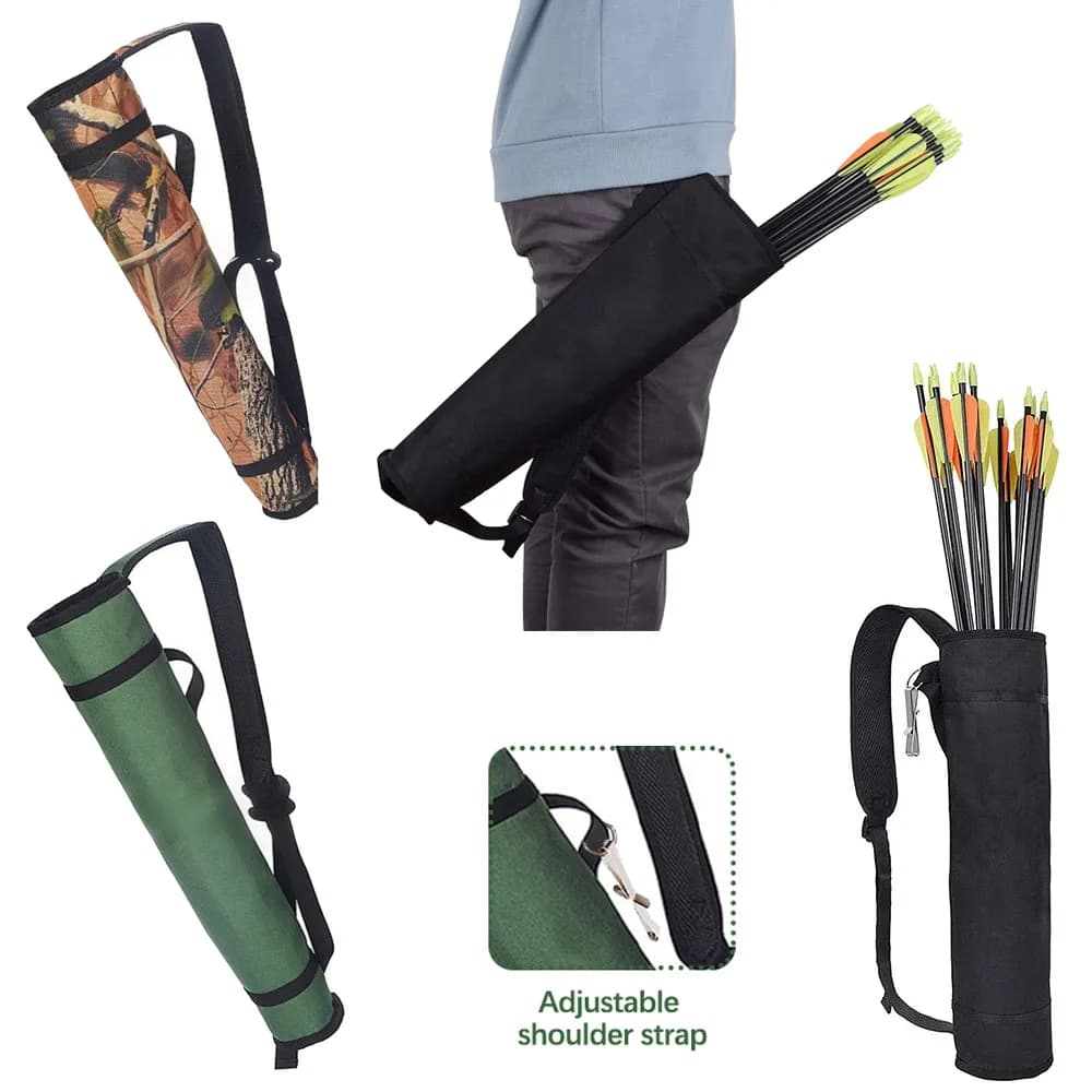 Archery Arrow Quiver Holder Backpack Shoulder Pouch Adjustable Arrow Bag Side Hip Compound Recurve Bow Hunting Target Shooting
