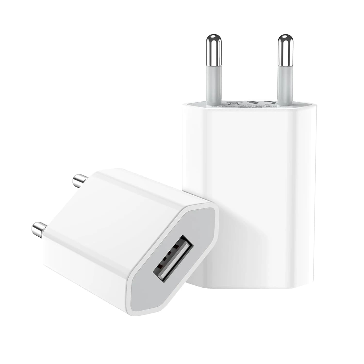 2 pz Spina UE 5 V 1A USB Caricatore da muro per cellulare Blocco di ricarica portatile Adattatori di alimentazione da viaggio per IPhone Samsung Xiaomi Huawei