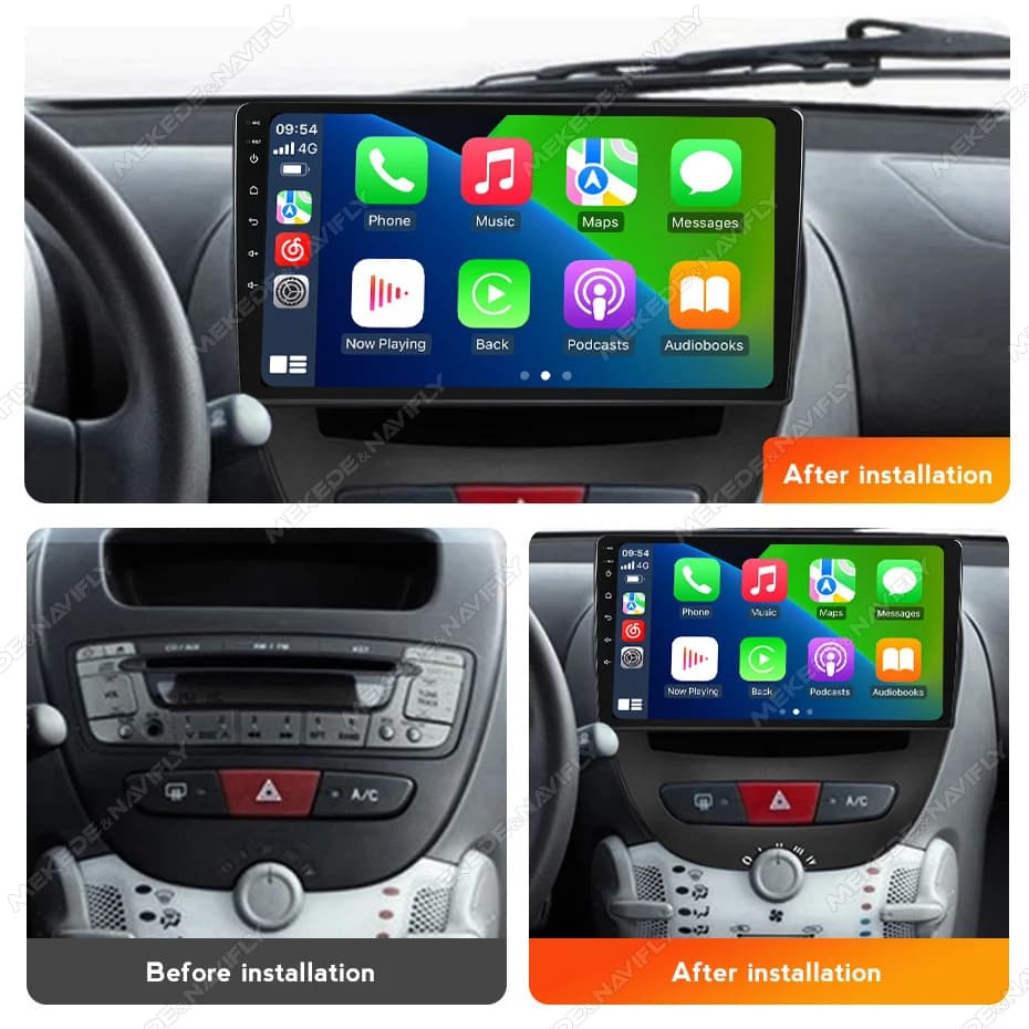 NaviFly Android 14 Car Radio 10inch Multimedia Player Stereo Wireless Carplay For Peugeot 107 Toyota Aygo Citroen C1 2005-2014