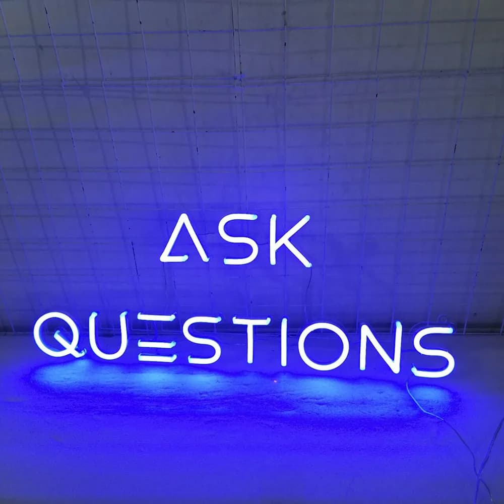 Chiedi domande Lettere al neon a LED Wall Art - Luci sospese in silicone acrilico trasparente per l'arredamento della stanza Insegna personalizzata