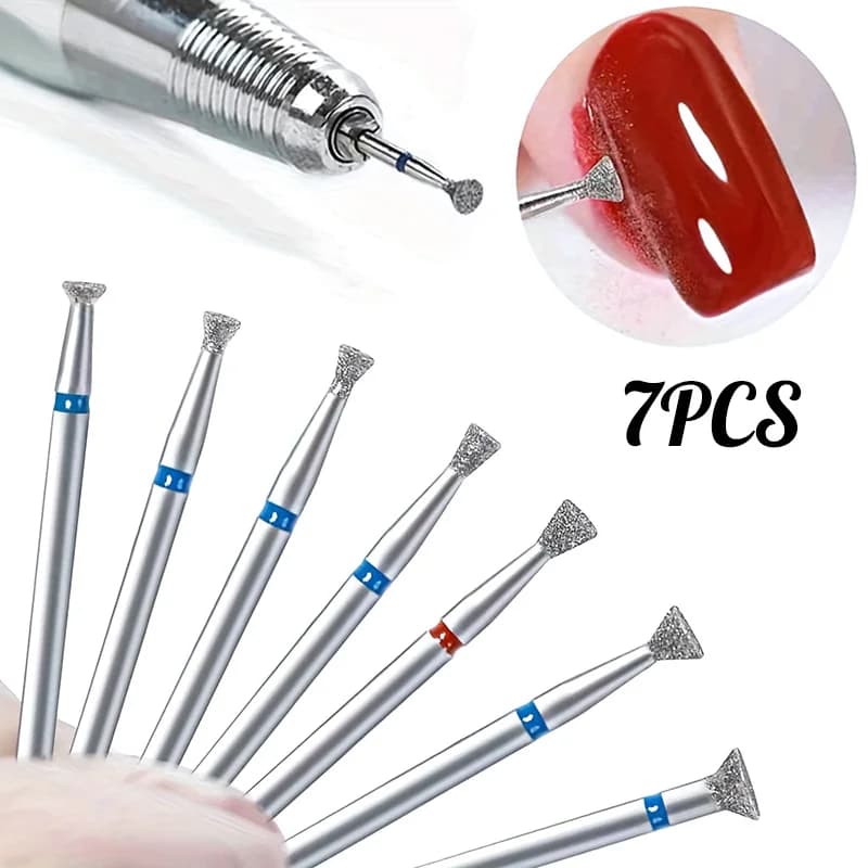 Set di 7 punte diamantate per lima per unghie per manicure e pedicure - Strumento elettrico per unghie con punta a tre punte