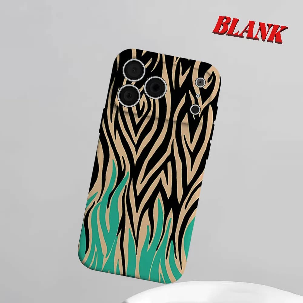 Custodia per telefono 2-in-1 con stampa zebrata e accento verde acqua per iPhone 17 16 15 14 13 Pro Max Air 16e INS, cover rigida in PC con bumper e motivo floreale