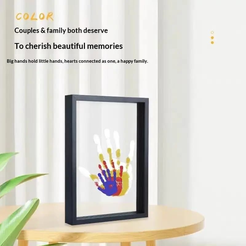 New-1Set Family Handprint Photo Frame DIY Wooden Frame Handprint Photo Frame Kit With 6 Paints Pen Eraser Paintbrush Keepsake