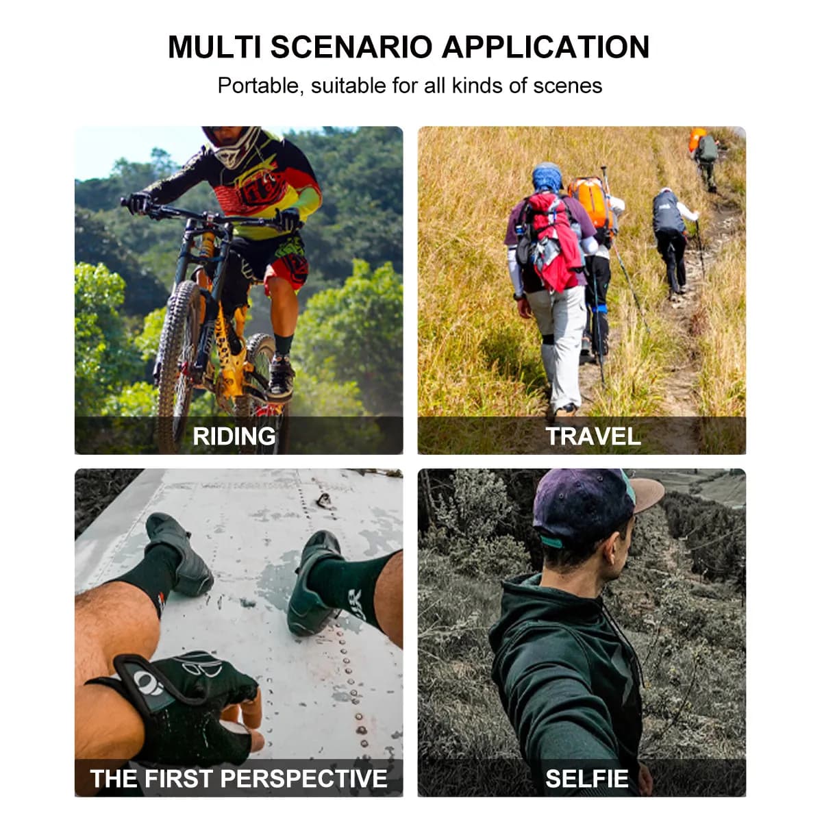 Supporto per fotocamera con cinturino da polso rotante, 2 pezzi, leggero, stile guanto, compatibile con riprese multiangolo a 360 gradi per ciclismo