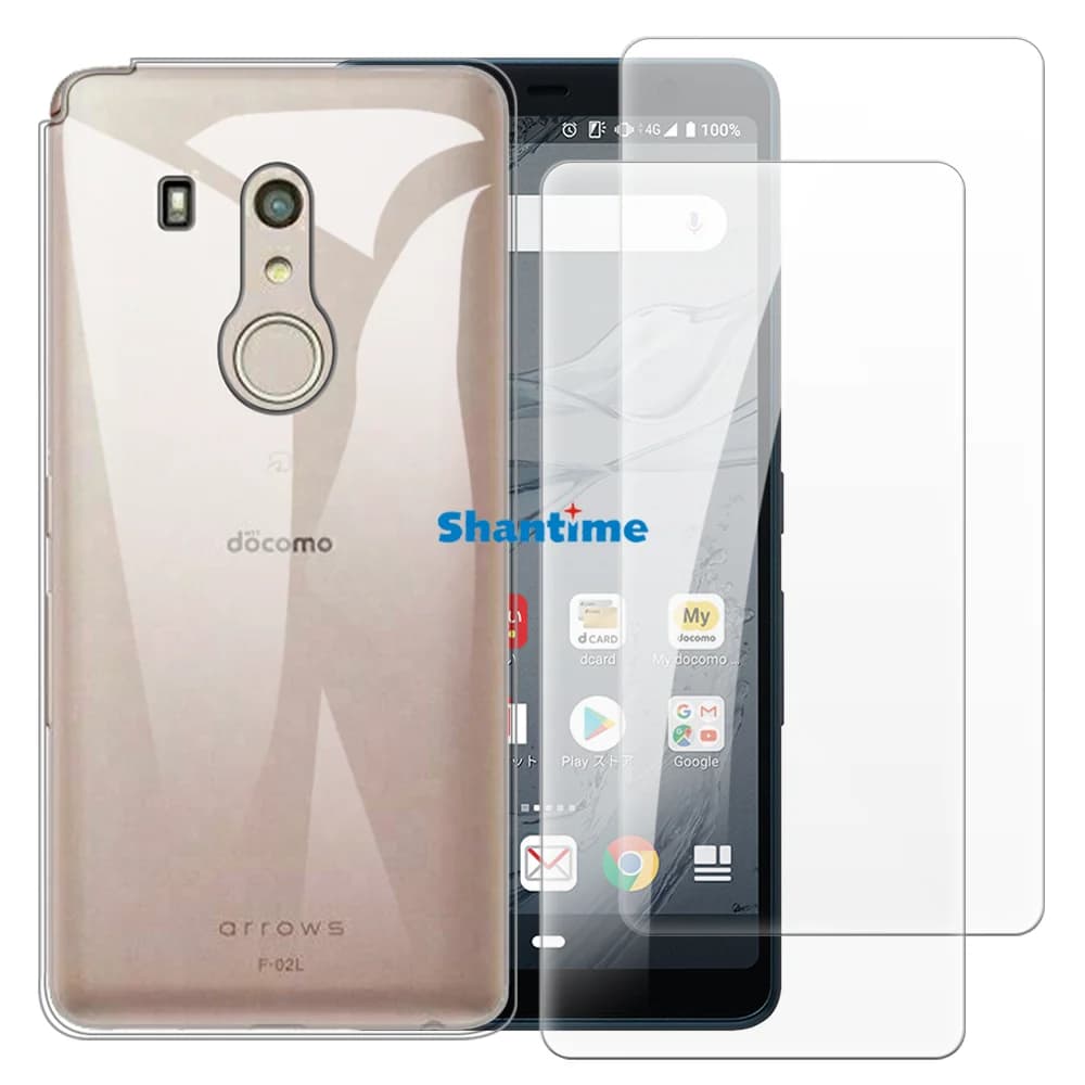 Custodia morbida + confezione da 2 proteggi schermo in vetro temperato per protezione completa del corpo Fujitsu Arrows Be3 F-02L