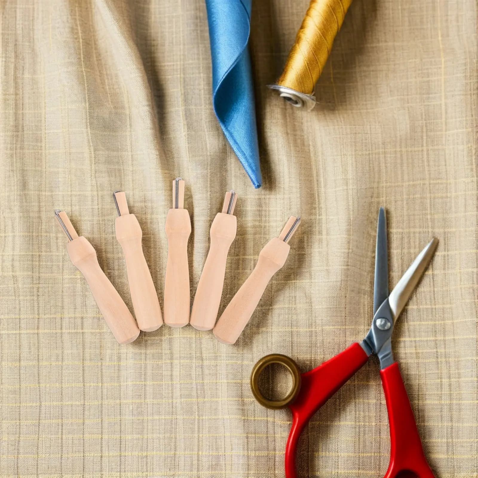 5Sets Wooden Punch Needle Holder Felting Tools for Wool DIY Handmade Craft Felting Kit Supplies DIY Weaving Tool