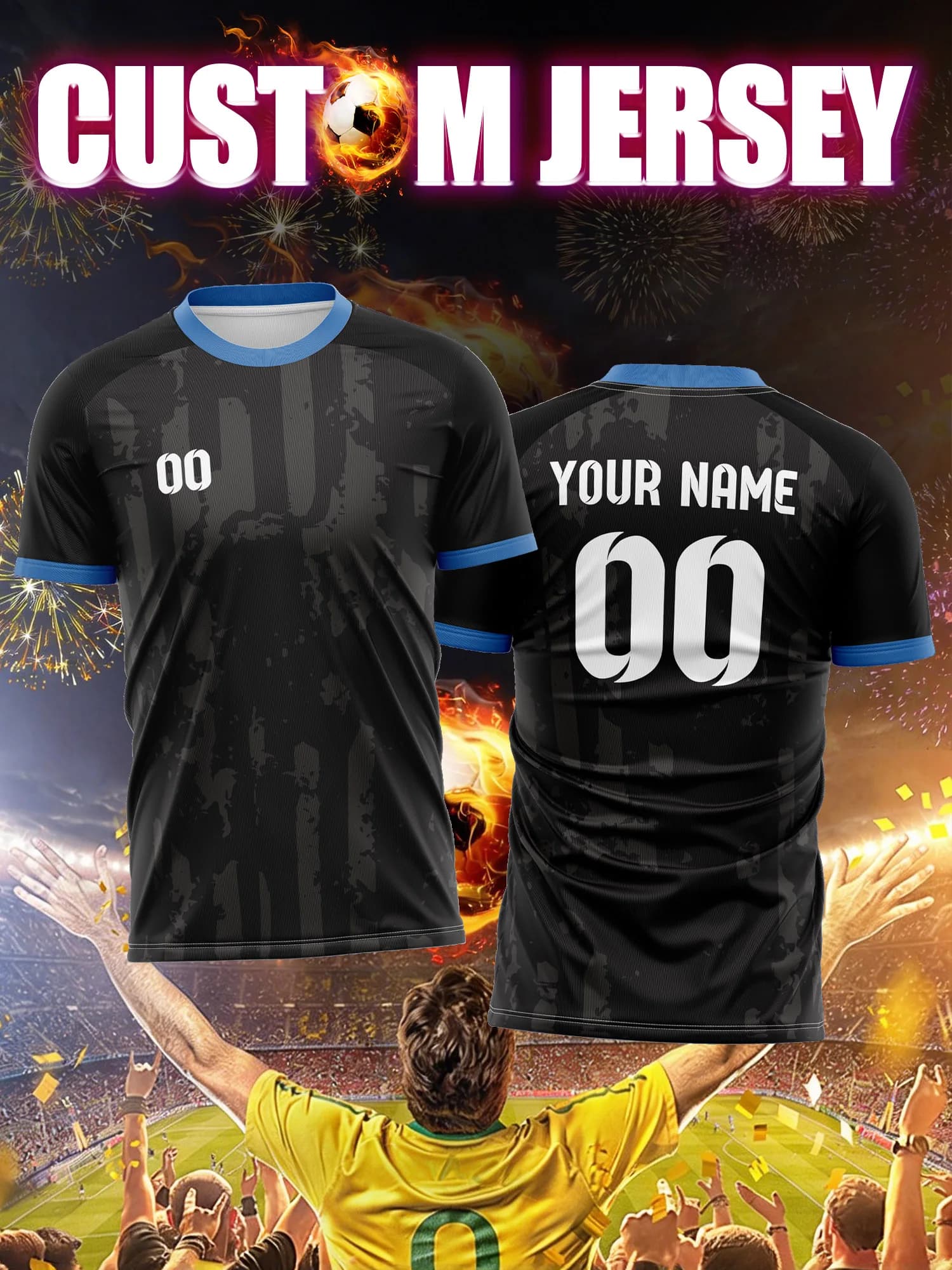 Custom Football Knit with Picture, Number and Name, Harvest Without Stitching, Comfortable Sportswear and Anti-Prurito for Fans