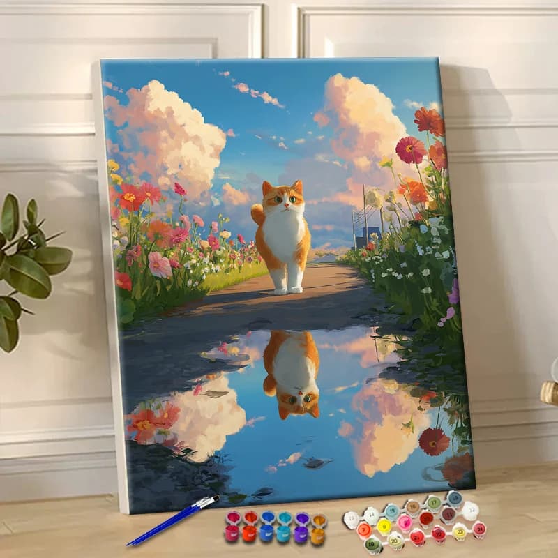 Painting By Numbers The Fat Cat Acrylic Paint Canvas Dropshipping Portrait Family Children Photo Christmas gifts