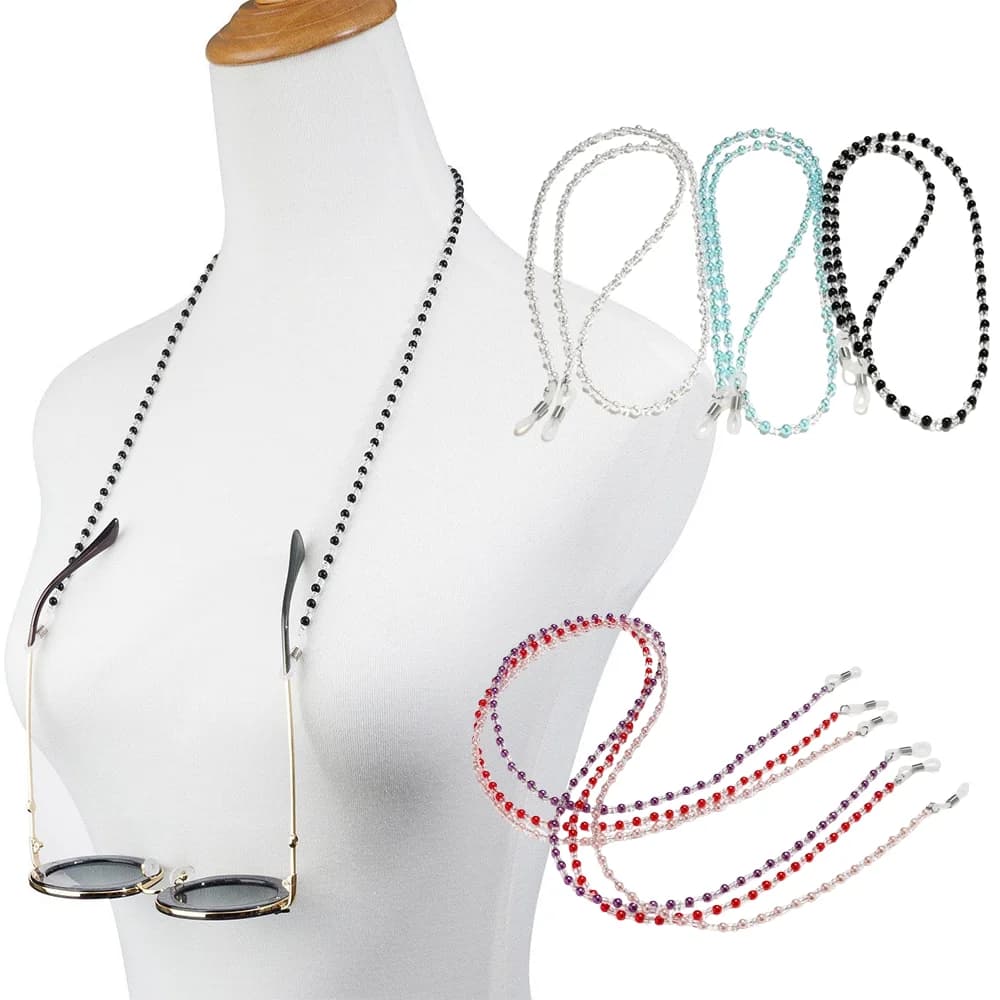 Woman Sunglasses Chain Cylinder Bead Chain Anti-Falling Glasses Eyeglasses Cord Necklace Gift for Female mask Lanyard
