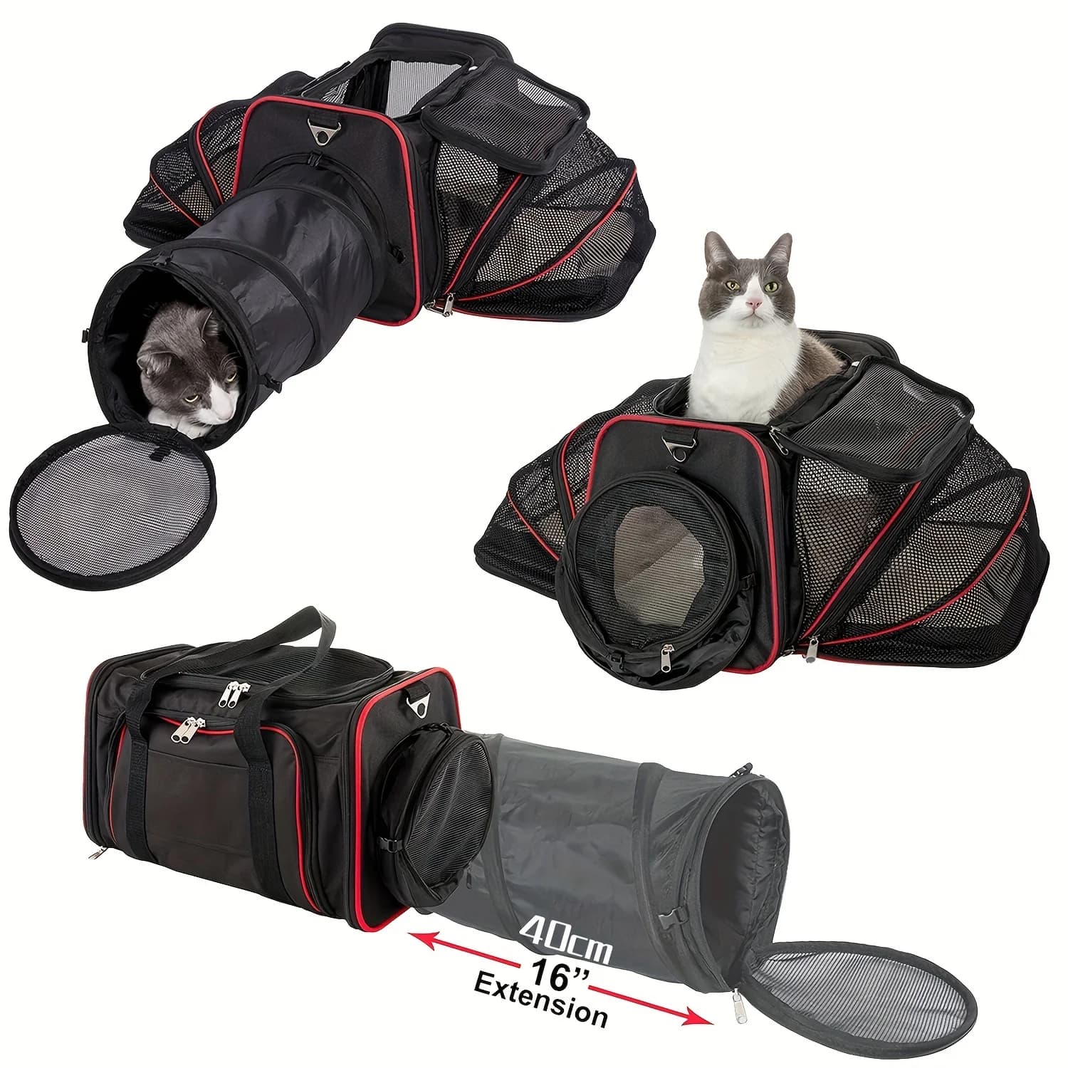 Trasportino per gatti espandibile su un lato, trasportino per animali domestici espandibile su due lati, adatto per animali domestici sotto i 7,2 kg, borsa da viaggio multifunzionale